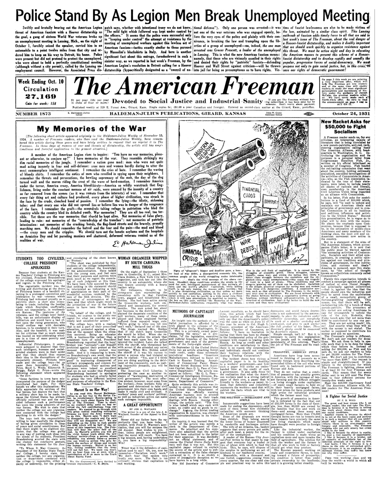 (image for) The American Freeman, Number 1873, Oct. 24, 1931